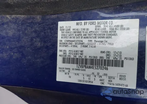 2014 Ford Mustang V6 из США, поврежденный, VIN 1ZVBP8AM4E5270246